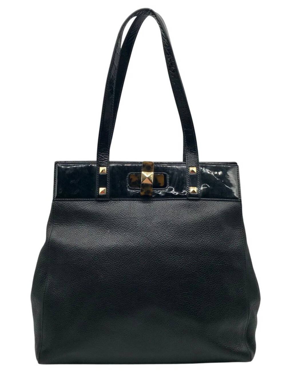 Badgley Mischka Black Leather Maya Tote Bag